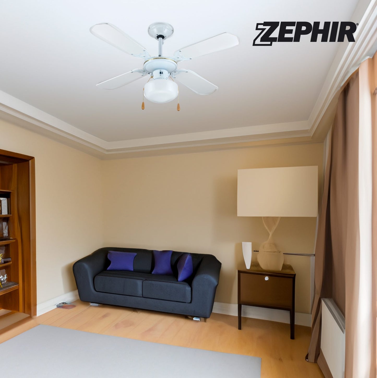 Decorative Ceiling Fan & Lamp Holder with Cord Control 107cm