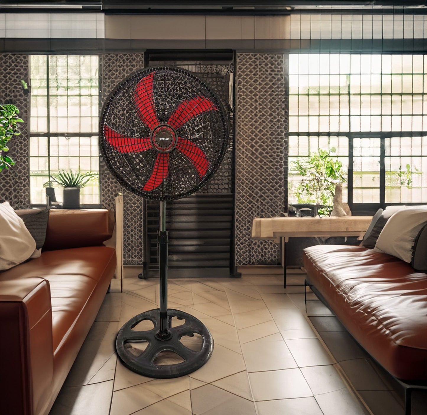 Red or Yellow & Black Pedestal Fan 60w - 45cm