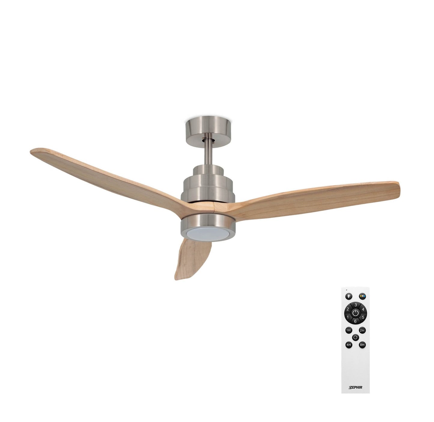 Wood Ceiling Fan & Led Light With Remote Control 132cm
