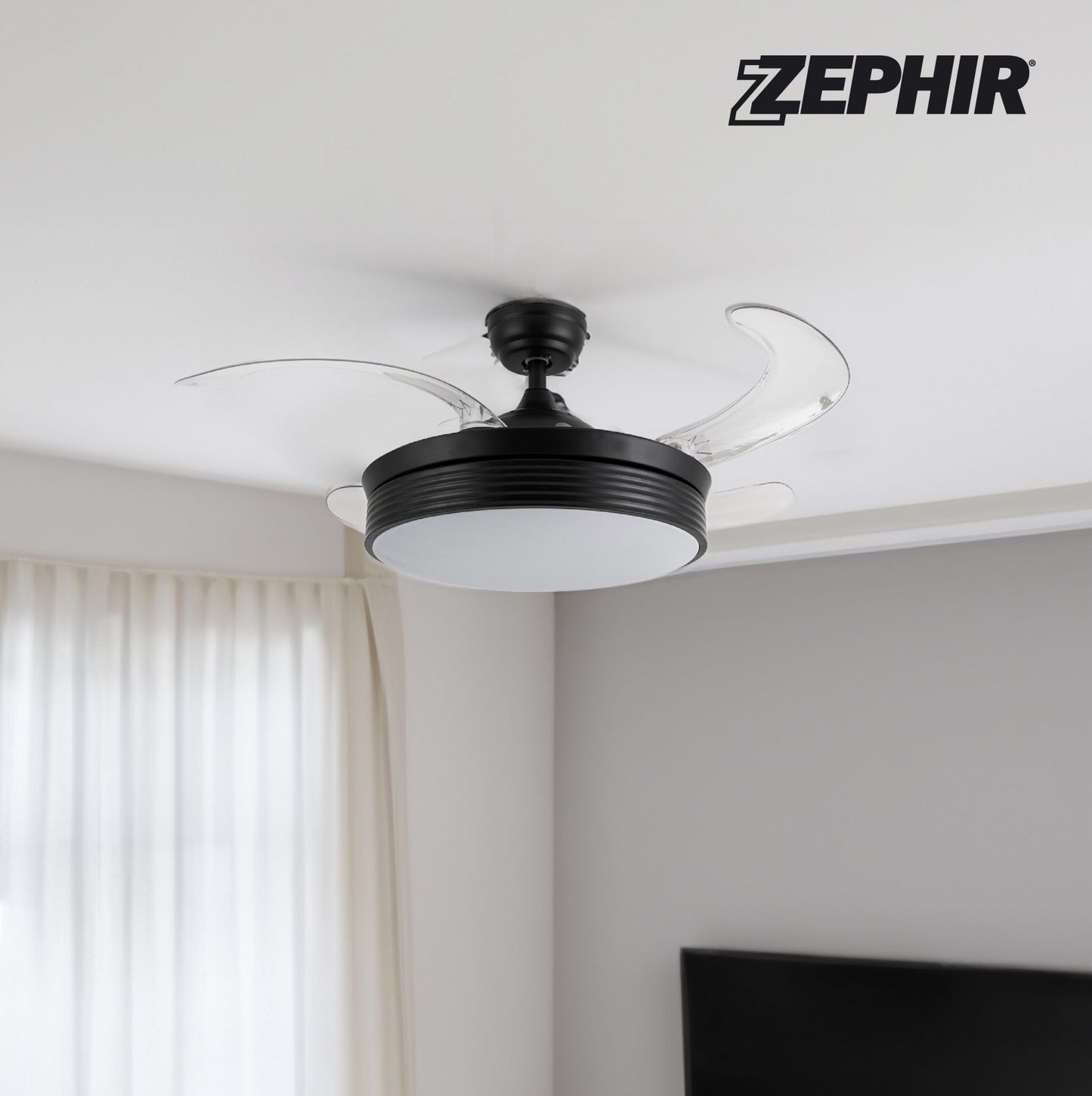 4-Blade Retractable Ceiling Fan with Remote Control
