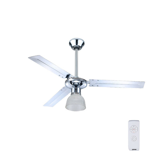 Chrome Ceiling Fan & Lamp Holder With Remote 122cm