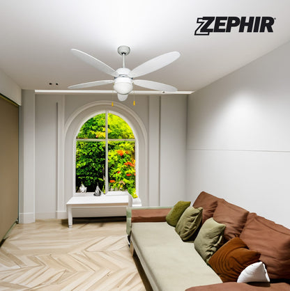 Decorative White Ceiling Fand With Lamp Holder, Cord Control 130cm