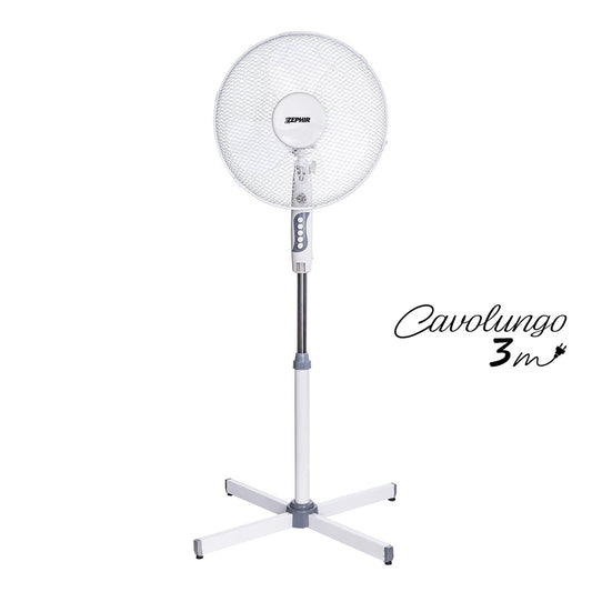40 cm Pedestal fan – 45 W, Height-Adjustable Stand fan with Oscillation and Night-Light feature