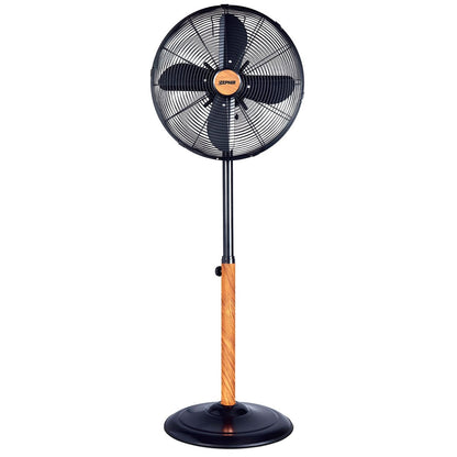 Black Metal Wood Effect Pedestal Fan 50W