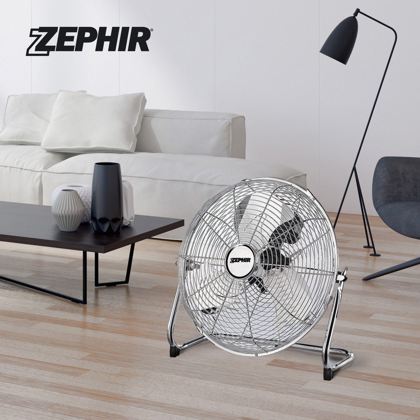 Large Chrome Floor Fan 45cm - 120w