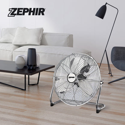 Large Chrome Floor Fan 45cm - 120w